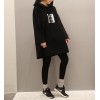 TE3081YZS Letters print loose long sleeve hoodies dress