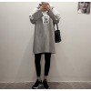 TE3081YZS Letters print loose long sleeve hoodies dress