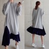 TE3082YZS Round neck long sleeve wool hem loose dress