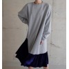 TE3082YZS Round neck long sleeve wool hem loose dress