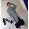 TE3082YZS Round neck long sleeve wool hem loose dress