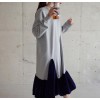 TE3082YZS Round neck long sleeve wool hem loose dress