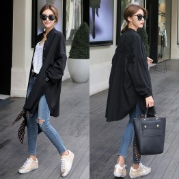 TE6493YZS Large size pure color batwing sleeve slit long coat