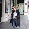 TE6493YZS Large size pure color batwing sleeve slit long coat