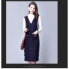 TE6512YZS Euramerican style bowknot A-line suspender woolen dress