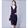 TE6512YZS Euramerican style bowknot A-line suspender woolen dress