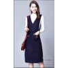 TE6512YZS Euramerican style bowknot A-line suspender woolen dress