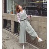 TE6514YZS Suspender corduroy slim waist wide leg jumpsuit