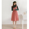 TE6517YZS Multi ways wear suspender slim waist sleeveless wide hem dress