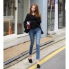 TE6520YZS New style v neck trumpet long sleeve slit knitting tops