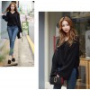 TE6520YZS New style v neck trumpet long sleeve slit knitting tops