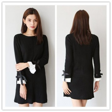 TE1426GJWL Korean fashion wool flock satin drape decoration dress