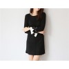 TE1426GJWL Korean fashion wool flock satin drape decoration dress