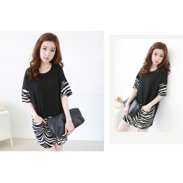 TE1427GJWL Fashion zebra stripes splicing dress