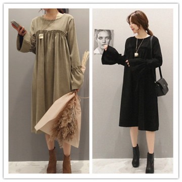 TE1540GJWL Loose Korean fashion trumpet sleeve dress