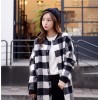 TE1545GJWL Winter large checks stand collar woolen coat