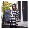 TE1545GJWL Winter large checks stand collar woolen coat