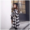 TE1545GJWL Winter large checks stand collar woolen coat