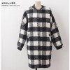 TE1545GJWL Winter large checks stand collar woolen coat