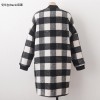 TE1545GJWL Winter large checks stand collar woolen coat