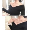 TE1549GJWL New style off shoulder slim lace splicing sweater