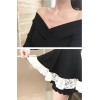 TE1549GJWL New style off shoulder slim lace splicing sweater