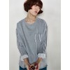 TE6534YZS Stripes splicing round neck pullover sweatshirt