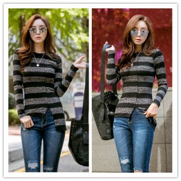 TE1551GJWL Stripes spandex slim irregular backing t-shirt