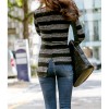 TE1551GJWL Stripes spandex slim irregular backing t-shirt