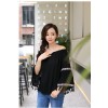 TE1553GJWL Boat neck elastic flouncing lace trumpet sleeve shirt