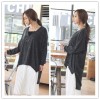 TE1556GJWL Loose casual v neck irregular joker sweater