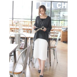 TE1556GJWL Loose casual v neck irregular joker sweater