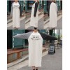 TE1558GJWL Korean fashion splicing print loose long t-shirt