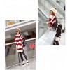 TE1560GJWL Loose casual large size cross stripes long t-shirt