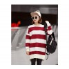 TE1560GJWL Loose casual large size cross stripes long t-shirt