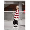 TE1560GJWL Loose casual large size cross stripes long t-shirt