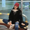 TE6528YZS Casual batwing sleeve contract color hoodie