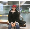 TE6528YZS Casual batwing sleeve contract color hoodie