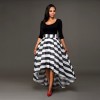 TE0999DNFS Boat neck long sleeve tops with stripes skirt