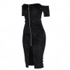 TE1318BNYR Sexy Euramerica diamond velvet zipper boat neck dress