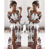 TE1321BNYR Hot sale loose digital print boat neck dress