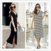 TE1460GJWL Newest Euramerica fashion casual comfortable v neck long dress