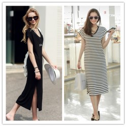 TE1460GJWL Newest Euramerica fashion casual comfortable v neck long dress