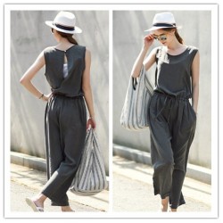 TE1462GJWL Fashion Euramerica vest backless slim jumpsuit