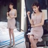 TE6107QQWL Slim flouncing fishtail tight hip vest dress