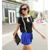 TE6226QQZJ New style Euramerica sexy v neck contract color chiffon shirt