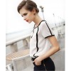 TE6226QQZJ New style Euramerica sexy v neck contract color chiffon shirt