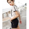 TE6226QQZJ New style Euramerica sexy v neck contract color chiffon shirt