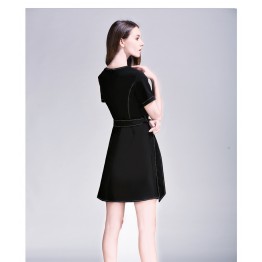 TE6229QQZJ Summer irregular slim waist short sleeve temperament dress