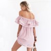 TE6233QQZJ Boat neck off shoulder flouncing dress